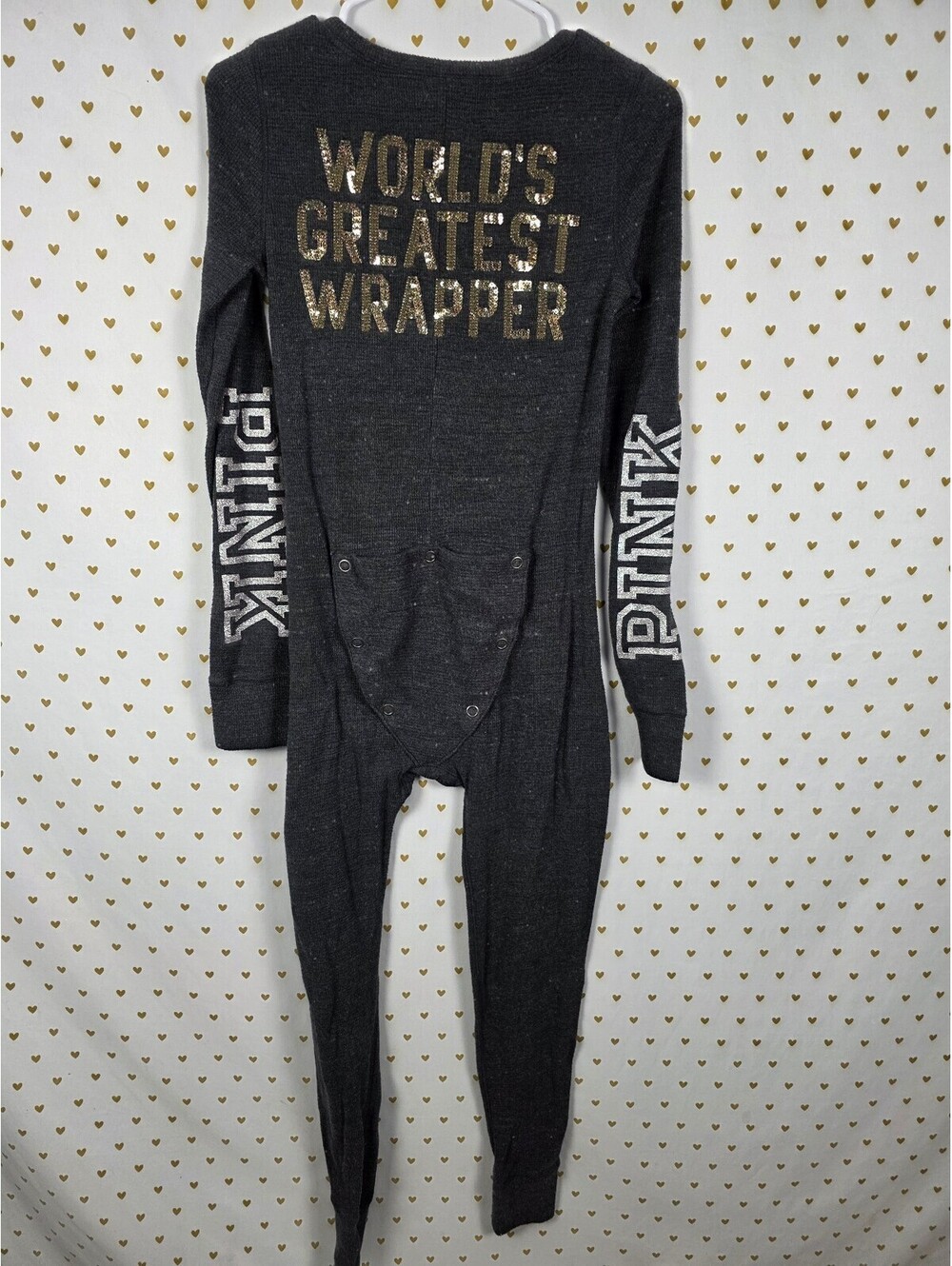 Victoria's Secret PINK Union Suit S World's Greatest Wrapper Sequin Pajamas